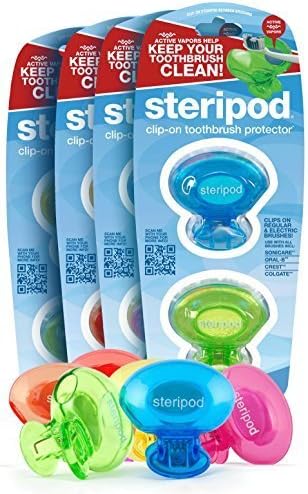 Steripod Clip-on Toothbrush Protector (8 Steripods) Multi color by Bonfit