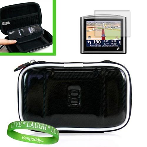 Garmin n?vi GPS 4.3-Inch Portable GPS Navigator Accessories Kit for ALL 4.3 GPS Models: ** BLACK ** Hard Storage Case + Custom Cut 4.3 GPS Screen Protector + Live * Laugh * Love Vangoddy Wrist Band!!!