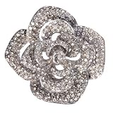 Lee Angel Silver Pav? Crystal Flower Brooch
