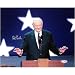 Ed Koch Autographed Podium With The American Flag 8x10 Photograph