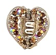 Hair Clip - H24 - Open Heart Clip - Heart set with Swarovski (tm) Crystal Stones ~ Smoky Topaz (Brown)