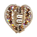 Hair Clip - H24 - Open Heart Clip - Heart set with Swarovski (tm) Crystal Stones ~ Smoky Topaz (Brown) (ap)
