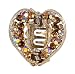 Hair Clip - H24 - Open Heart Clip - Heart set with Swarovski (tm) Crystal Stones ~ Smoky Topaz (Brown)
