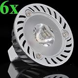 ATC 6pak LED Light bulb SpotLight 3 Watt, Cool White Replacement for Standard Household Base MR16 40 Watt Incandescent Light Bulb