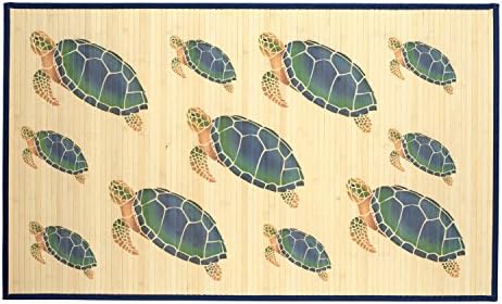 Sunday Morning Home Veranda Sea Turtle Bamboo 3 x 5 Foot Indoor Mat
