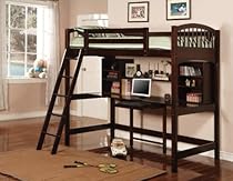 Hot Sale Cappuccino Finish Workstation Bunkbed Bunk Bed PC Desk