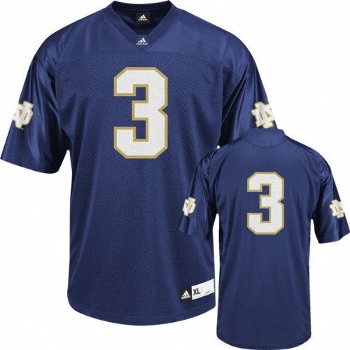 Notre Dame #3 Adidas Replica Football Jersey (Navy) - X-Large