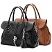 ABBEY Clasp Lock Tassel Black Soft Leatherette Office Tote Briefcase Satchel Tote Bag Handbag Purse - 2 color option