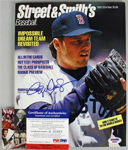 Red Sox Roger Clemens Authentic Autographed/Hand Signed Street & Smith's Magazine PSA/dna #