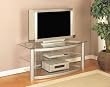 TV Stand - Steel/Glass- holds up to 50 Plasma/LCD (Clear/Silver) (22 1/2H x 50W x 23 1/2D)