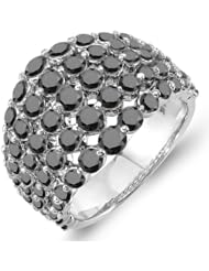 3.25 Carat (ctw) 14k White Gold Round Black Diamond Ladies Cocktail Right Hand Ring 3 1/4 CT