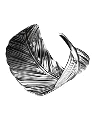 Merdia Fashionable Alloy Metal Grey Arched Leaf Cuff Bracelet