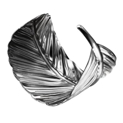 Cheap Girls Jewelry Merdia Fashionable Alloy Metal Grey Arched Leaf Cuff Bracelet For Sale