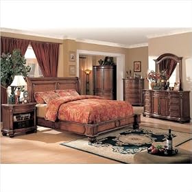 Bundle-84 Wrigley Panel Bedroom Set in Distressed Cherry (5 Pieces) Size: King by Wildon Home