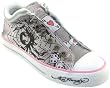 Ed Hardy Spider Aces and Skull Women's Lowrise Grey Silver Satin Sneakers