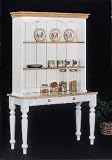 White & Natural Finish Solid Wood Buffet & Hutch Cabinet