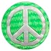13" Round Way Design Super Soft Peace Sign Accent Pillow - Green & Silver