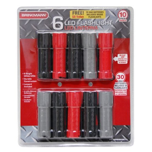 Brinkmann 809-9010-S 6 LED Flashlight with AAA Batteries, 10-Pack