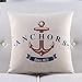 Createforlife Cotton Linen Square Decorative Throw Pillow Case Cushion Cover Cartoon Ocean Anchor 18