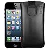 mumbi ECHT Ledertasche iPhone 5 Tasche (Lasche mit R�ckzugfunktion) schwarz