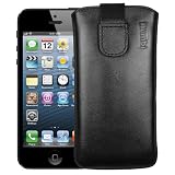 mumbi ECHT Ledertasche iPhone 5 Tasche (Lasche mit R�ckzugfunktion) schwarzvon "mumbi"