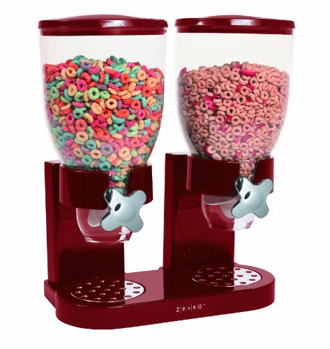 Zevro GAT203 Indispensable Dual-Canister Dry-Food Dispenser, Red