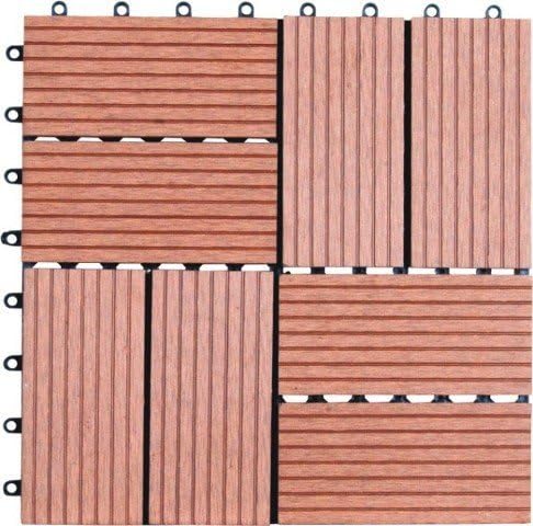 Naturesort N4-OT01 Eight Slats Bamboo Composite DIY Deck Tiles, 11 tiles