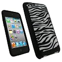 iGadgitz Black & White Zebra Silicone Skin Case Cover for Apple iPod Touch 4th Generation 8gb, 32gb, 64gb + Screen Protector