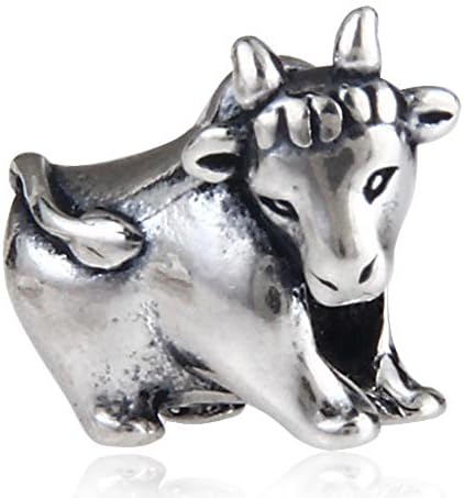 Authentic 925 Sterling Silver Animal Style Cow Charm Beads Fit European Bracelet