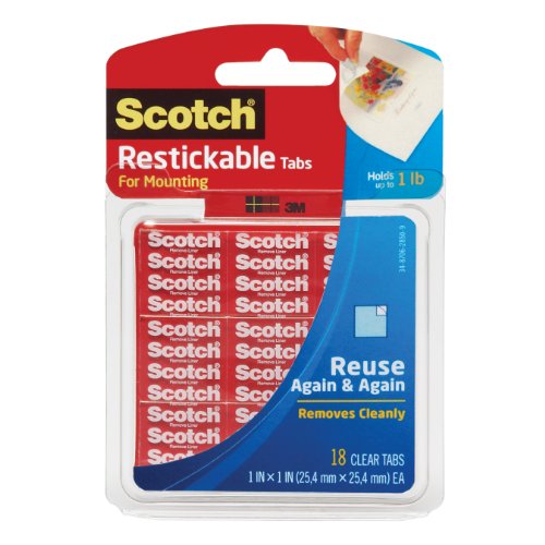 Scotch Restickable Tabs, 1 x 1 Inches, 18 Squares (R100)