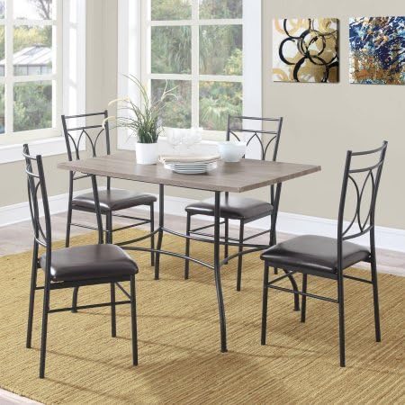 Dorel Living Shelby 5-Piece Rustic Wood and Metal Dining Set