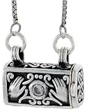 Sterling Silver Purse Shape Prayer Box with Hands of God and CZ Stone