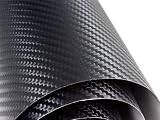 Black 3D Carbon Fiber Hood Roof Trunk Vinyl Film Wrap - 60