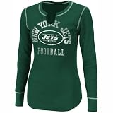NFL Women's New York Jets Gameday Gal III Long Sleeve Split Crew Neck Thermal Tee (Dark Green/White, Large)