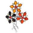 Brown Orange Flowers Pin Brooch