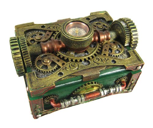 Steampunk Trinket Jewelry Box Steam Punk W Compass