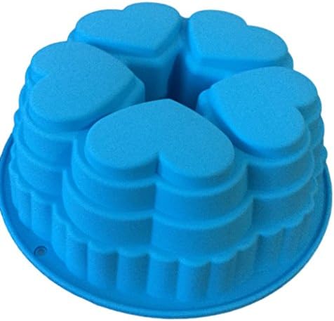 Fanhesheng Silicone Heart Shapes Bunt Mold - Bakes Intricate Heart Shapes Cake Bread Tart Flan Silicone Baking Mould Tin Bakeware