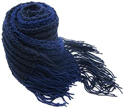 Handmade Chunky Acrylic Scarf for Men - Sapphire Blue (Large/100% Knitted By ...