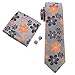 Barry.Wang Designer Mens Tie Collection, Eleagnt Gift Box Tie Clips Handkerchief Cufflink Set (Orange Silver)