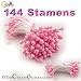 Bundle of 144 Double End Pearl Stamens 3mm Head 2in long Pink