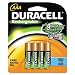 Duracell Rechargeable Nickel Metal Hydride Batteries 1000MAH, AAA, 4/pk DC2400B4N