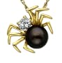 10k Yellow Gold Gray Pearl & Diamond Spider Pendant (1/100 cttw, I-J Color, I3 Clarity), 18''