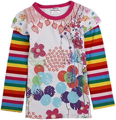 Novatx Little Gril's Spring long-sleeved cotton T-shirt,4T