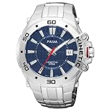 Pulsar Mens PAR145 Kinetic Stainless-Steel Blue Dial Transparent Case Back Watch by Pulsar