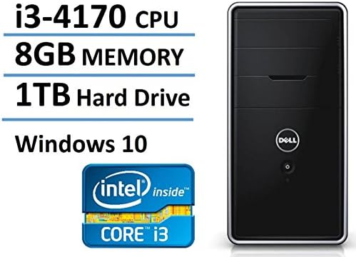 2016 New Edition Dell Inspiron High Performance Flagship Desktop, Intel Core i3-4170 Processor(3M Cache, 3.7GHz), 8GB Memory, 1TB HDD, WiFi, DVD, Bluetooth, USB 3.0, Windows 10 64bit
