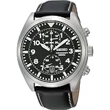 Men's Stainless Steel Chronograph Quartz Black Dial Strap