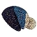 LETHMIK Womens Winter Rainbow Beanie Hat Slouchy Knit Skull Ski Cap with Pom Blue
