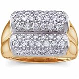 14K Two Tone Twin Fashion Diamond Ring
