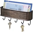 InterDesign Twillo Mail, Letter Holder, Key Rack Organizer for Entryway, Kitchen - Wall Mount, Bronze