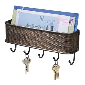 InterDesign Wall Mount, Mail and Key Rack, Bronze
